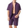 imageDAVID ARCHY Mens Pajamas Set  100 Cotton Pajamas for Men Summer Short Sleeve Lightweight Lounge PJs with PocketsPurple