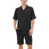 imageDAVID ARCHY Mens Pajamas Set Short Sleeve Summer Loungewear Soft Lightweight 2 Piece Pj Shorts Set with PocketsBlack