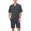 imageDAVID ARCHY Mens Pajamas Set Short Sleeve Summer Loungewear Soft Lightweight 2 Piece Pj Shorts Set with PocketsDark Gray