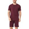imageDAVID ARCHY Mens Pajamas Set Short Sleeve Summer Pajamas Soft Cotton Pajamas for Men Lightweight Lounge Set with PocketsWine Red