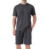 imageDAVID ARCHY Mens Pajamas Set Waffle Knit Short Sleeve Sleepwear Lightweight Summer LoungewearDark Grey