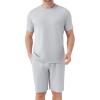 imageDAVID ARCHY Mens Pajamas Set Waffle Knit Short Sleeve Sleepwear Lightweight Summer LoungewearLight Gray