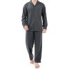 imageDAVID ARCHY Mens Pajamas Set Waffle Knit Sleepwear Warm ampamp Soft Loungewear Notched Collar with Roomy Pockets PjsDark Grey