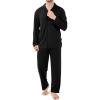 imageDAVID ARCHY Mens Silky Pajamas Set UltraSoft Sleepwear Breathable Notched Collar Top ampamp Bottoms Loungewear with PocketsBlack