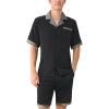 imageDAVID ARCHY Mens Summer Pajamas Set Satin Silk Feeling Sleepwear Short Sleeve Loungewear 2 Piece with PocketsBlack