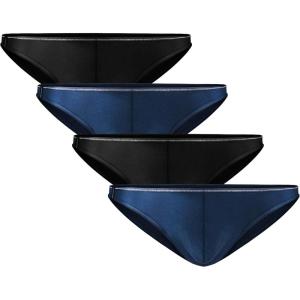 imageDAVID ARCHY Mens 4 Pack Micro Modal Underwear Low Rise Bikinis M BlackNavy Blue