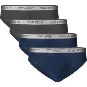 imageDAVID ARCHY Mens 4 Pack Micro Modal Underwear Soft Breathable Ultra Big Pouch Bikinis M Dark GrayNavy Blue