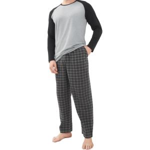 imageDAVID ARCHY Mens Pajamas Set  Soft Pj Sets for Men Long Sleeve Pajamas Men Cotton Mens Pjs Sets Loungewear with PocketsBlackplaid