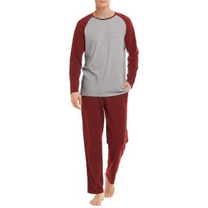 imageDAVID ARCHY Mens Pajamas Set  Soft Pj Sets for Men Long Sleeve Pajamas Men Cotton Mens Pjs Sets Loungewear with PocketsMaroon