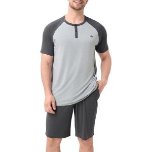 imageDAVID ARCHY Mens Pajamas Set Summer Cooling Loungewear UltraSoft Pjs Ligtweight Short Sleeves Shirts and Shorts Sleep SetsDark Gray