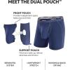 imageSeparatec Mens Underwear with Pouch for balls Anti Chafing Underwear Men Athletic Sport Performance Long Boxer Briefs 3 PackB1  BlackNavy BlueDark Gray
