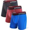 imageSeparatec Mens Underwear with Pouch for balls Anti Chafing Underwear Men Athletic Sport Performance Long Boxer Briefs 3 PackA1  BlackBlueMaroon