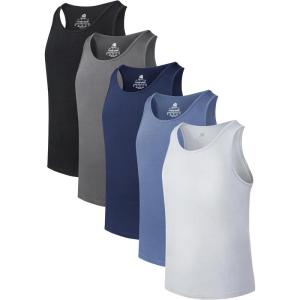 imageDAVID ARCHY Mens Tank Top Bamboo Rayon Undershirts Tank Shirt MoistureWicking AShirt for Men 3 or 5 Pack5pack  Moonlight BlueBlackNavy BlueGlacier GrayDark Gray