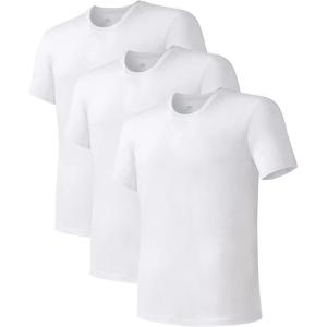 imageDAVID ARCHY Mens Undershirt Bamboo Rayon MoistureWicking Crewneck TShirts Stretch Tees for Men 3 or 5 PackA1  Crewneck  White