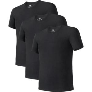 imageDAVID ARCHY Mens Undershirt Bamboo Rayon MoistureWicking Crewneck TShirts Stretch Tees for Men 3 or 5 PackA2  Crewneck  Black