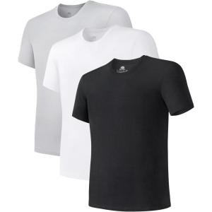 imageDAVID ARCHY Mens Undershirt Bamboo Rayon MoistureWicking Crewneck TShirts Stretch Tees for Men 3 or 5 PackA4  Crewneck  BlackWhiteLight Gray