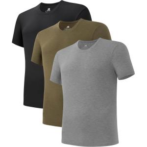 imageDAVID ARCHY Mens Undershirt Bamboo Rayon MoistureWicking Crewneck TShirts Stretch Tees for Men 3 or 5 PackC4  Crewneck  BlackHeather Olive GreenHeather Dark Gray