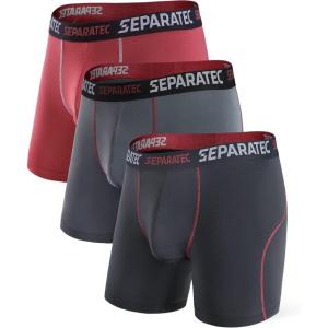imageSeparatec Mens Underwear with Pouch for balls Anti Chafing Underwear Men Athletic Sport Performance Long Boxer Briefs 3 PackA1  BlackDark GrayMaroon
