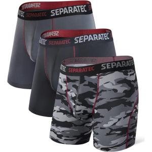 imageSeparatec Mens Underwear with Pouch for balls Anti Chafing Underwear Men Athletic Sport Performance Long Boxer Briefs 3 PackA1  Dark GrayBlackGrey Camo