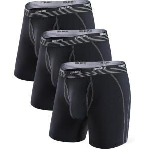 imageSeparatec Mens Underwear with Pouch for balls Anti Chafing Underwear Men Athletic Sport Performance Long Boxer Briefs 3 PackB1  Black