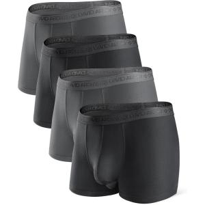 imageDAVID ARCHY Mens Soft Underwear Micro Modal Dual Pouch Trunks Ball Pouch Bulge Enhancing Boxer Briefs for Men 3 or 4 PackA4  BlackCharcoal  25 in 4 Pack