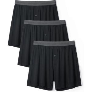 imageDAVID ARCHY Mens Underwear Bamboo Rayon Boxers for Men Breathable and Cool Mens Boxer Shorts with Button Fly 3 or 5 PackA2  Black3