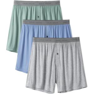 imageDAVID ARCHY Mens Underwear Bamboo Rayon Boxers for Men Breathable and Cool Mens Boxer Shorts with Button Fly 3 or 5 PackA5  BlueLight GreenHeather Gray