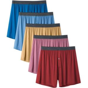 imageDAVID ARCHY Mens Underwear Bamboo Rayon Boxers for Men Breathable and Cool Mens Boxer Shorts with Button Fly 3 or 5 PackB2  Assorted Color