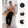 imageDAVID ARCHY Mens Pajama Pants Cotton Comfy Sleep Bottoms Lightweight Lounge Pants with Pockets Soft Sleepwear PJs 2 PackBlackNavy Bluewide Leg Opening