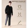 imageDAVID ARCHY Mens Pajamas Set Soft Cotton Long Sleeve Sleepwear Comfy Loungewear Pjs with PocketsBlack  Dark Gray