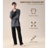 imageDAVID ARCHY Mens Pajamas Set Soft Cotton Long Sleeve Sleepwear Comfy Loungewear Pjs with PocketsDark Gray  Black