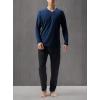 imageDAVID ARCHY Mens Pajamas Set Soft Cotton Long Sleeve Sleepwear Comfy Loungewear Pjs with PocketsNavy Blue  Black