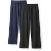 imageDAVID ARCHY Mens Pajama Pants Cotton Comfy Sleep Bottoms Lightweight Lounge Pants with Pockets Soft Sleepwear PJs 2 PackBlackNavy Bluewide Leg Opening