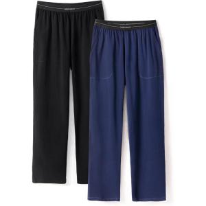 imageDAVID ARCHY Mens Pajama Pants Cotton Comfy Sleep Bottoms Lightweight Lounge Pants with Pockets Soft Sleepwear PJs 2 PackBlackNavy Blue