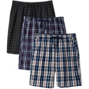 imageDAVID ARCHY Mens Pajama Shorts Soft Cotton Plaid Sleep Shorts with Pockets Comfy Lounge Woven Pajamas Bottoms for Men 3 packCharcoal Black Plaidnavy Red White Mini Plaidnavy Cream Plaid