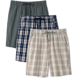 imageDAVID ARCHY Mens Pajama Shorts Soft Cotton Plaid Sleep Shorts with Pockets Comfy Lounge Woven Pajamas Bottoms for Men 3 packGray Green Plaidbeige Khaki Plaidnavy Cream Plaid
