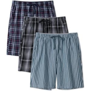 imageDAVID ARCHY Mens Pajama Shorts Soft Cotton Plaid Sleep Shorts with Pockets Comfy Lounge Woven Pajamas Bottoms for Men 3 packNavy Red White Mini Plaidblack Gray Plaiddusty Blue White Stripe