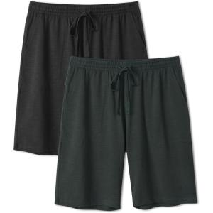 imageDAVID ARCHY Mens Pajama Shorts UltraSoft Cotton Sleep Shorts with Pockets Breathable ampamp Lightweight Lounge Sleepwear 2 PackBlackSage Green