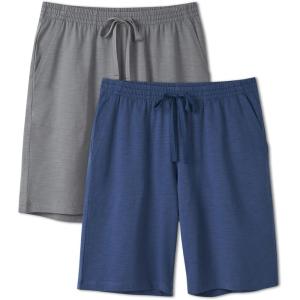 imageDAVID ARCHY Mens Pajama Shorts UltraSoft Cotton Sleep Shorts with Pockets Breathable ampamp Lightweight Lounge Sleepwear 2 PackDark GrayDusty Blue