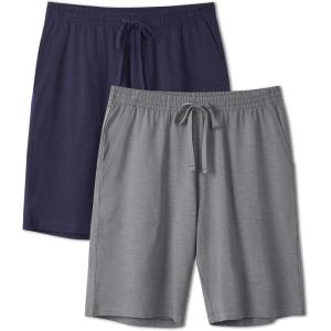 imageDAVID ARCHY Mens Pajama Shorts UltraSoft Cotton Sleep Shorts with Pockets Breathable ampamp Lightweight Lounge Sleepwear 2 PackDark GrayNavy Blue