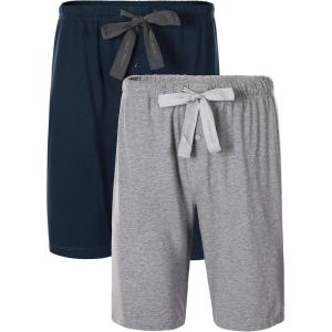 imageDAVID ARCHY Mens Pajama Shorts UltraSoft Cotton Sleep Shorts with Pockets Breathable ampamp Lightweight Lounge Sleepwear 2 PackNavy BlueHeather Dark Gray