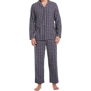 imageDAVID ARCHY Mens Pajamas Set Flannel Pjs Sets UltraSoft Cotton Pajamas for Men Classic Plaid Lounge Set with Roomy PocketsDark Gray