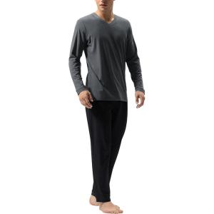 imageDAVID ARCHY Mens Pajamas Set Soft Cotton Long Sleeve Sleepwear Comfy Loungewear Pjs with PocketsDark Gray  Black