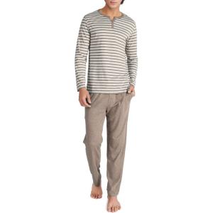 imageDAVID ARCHY Mens Pajamas Set Soft Cotton Long Sleeve Sleepwear Comfy Loungewear Pjs with PocketsHeather Dark Coffee