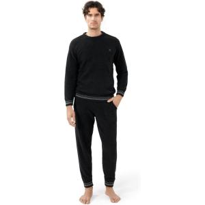 imageDAVID ARCHY Mens Pajamas Set UltraSoft Fleece Pajamas Lightweight ampamp Breathable Sleepwear Long Sleeve Lounge Set with PocketsBlack