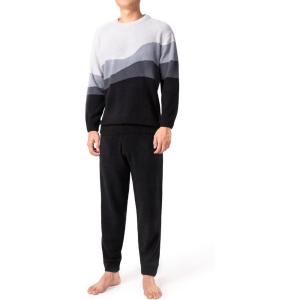 imageDAVID ARCHY Mens Pajamas Set UltraSoft Fleece Pajamas Lightweight ampamp Breathable Sleepwear Long Sleeve Lounge Set with PocketsBlackGradientripple