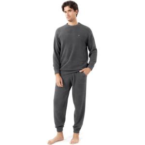 imageDAVID ARCHY Mens Pajamas Set UltraSoft Fleece Pajamas Lightweight ampamp Breathable Sleepwear Long Sleeve Lounge Set with PocketsDark Grey