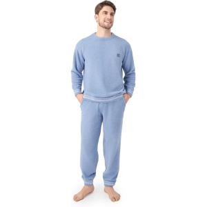 imageDAVID ARCHY Mens Pajamas Set UltraSoft Fleece Pajamas Lightweight ampamp Breathable Sleepwear Long Sleeve Lounge Set with PocketsGrey Blue