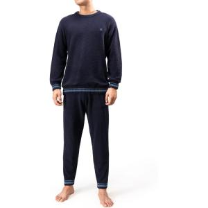 imageDAVID ARCHY Mens Pajamas Set UltraSoft Fleece Pajamas Lightweight ampamp Breathable Sleepwear Long Sleeve Lounge Set with PocketsNavy Blue