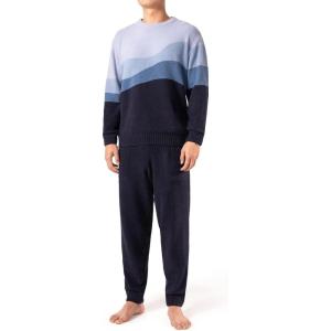 imageDAVID ARCHY Mens Pajamas Set UltraSoft Fleece Pajamas Lightweight ampamp Breathable Sleepwear Long Sleeve Lounge Set with PocketsNavy BlueGradientripple